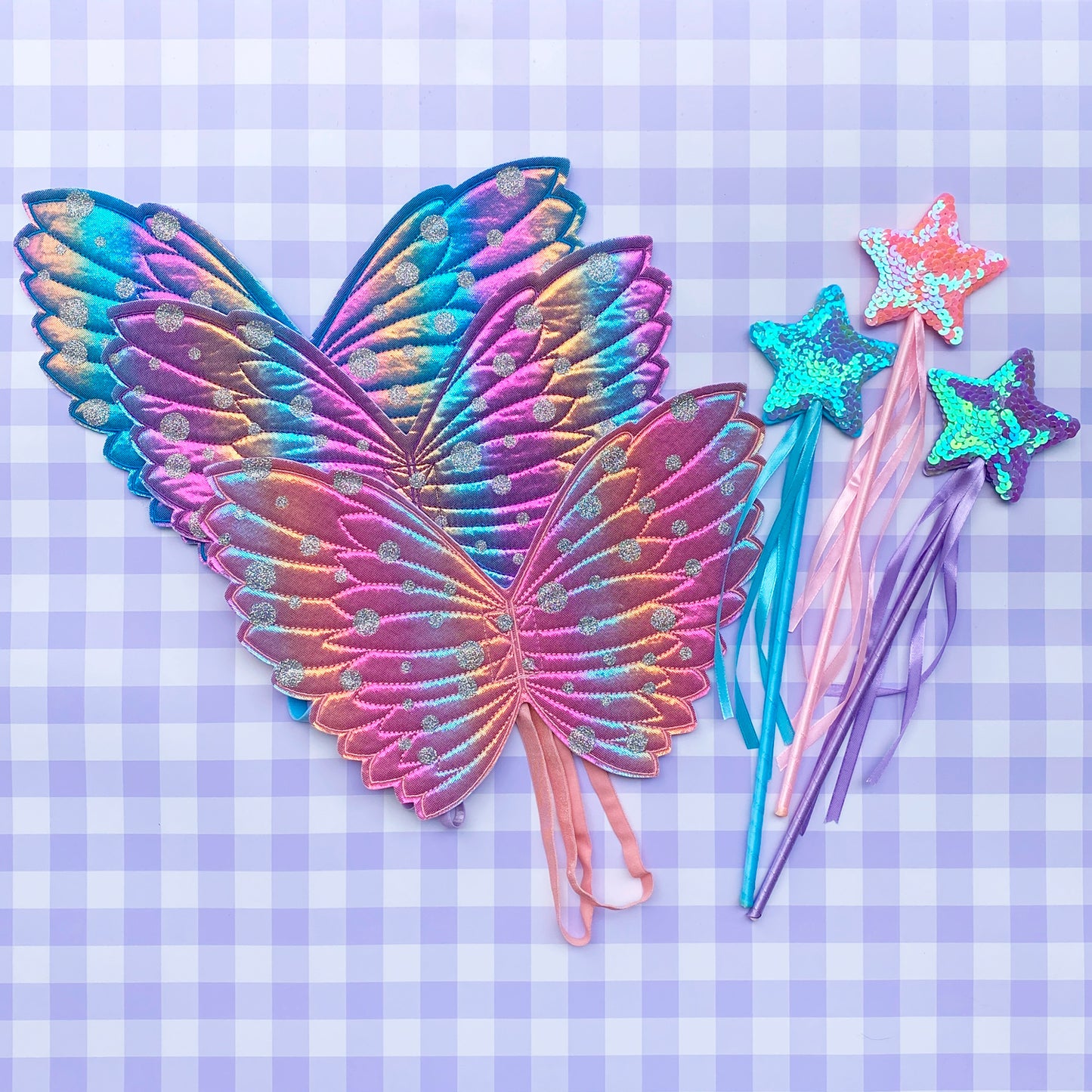 Rainbow Fairy Wings & Wand Dress-Up Set