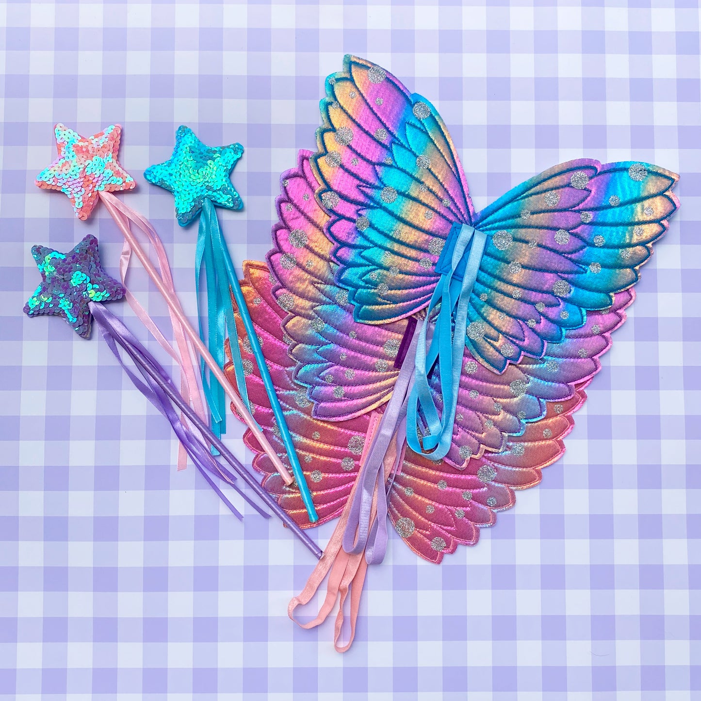 Rainbow Fairy Wings & Wand Dress-Up Set